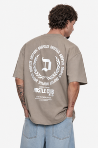 HEAVY OVERSIZE HUSTLE CLUB CIRCLE T-SHIRT SIMPLY TAUPE