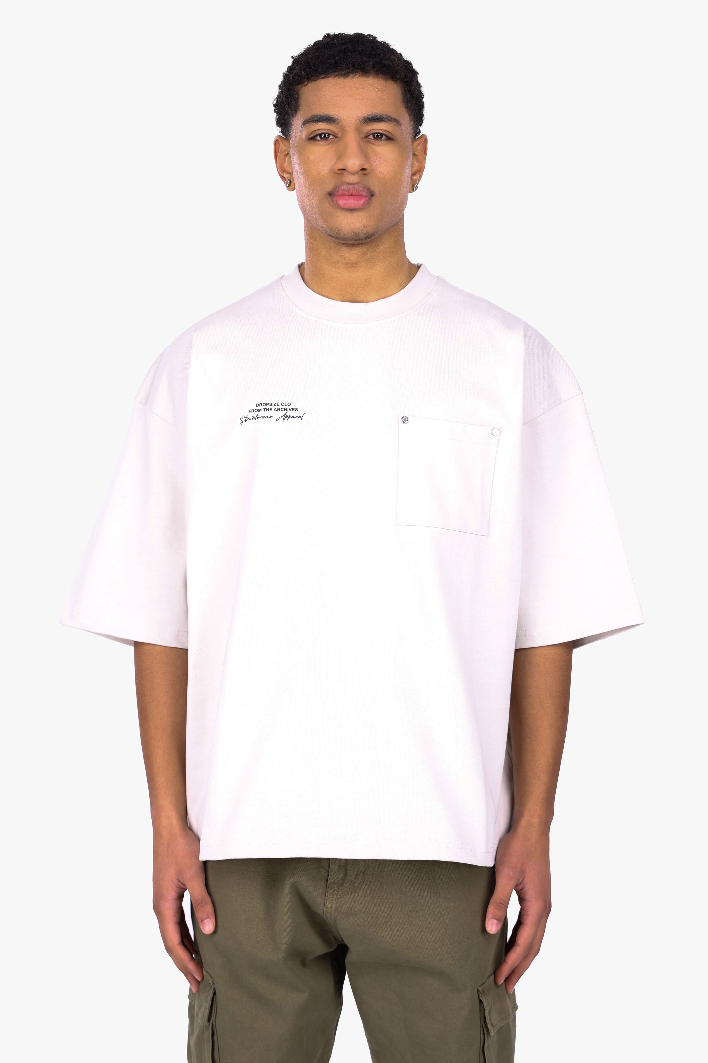 HEAVY OVERSIZE POCKET T-SHIRT LIGHT GREY