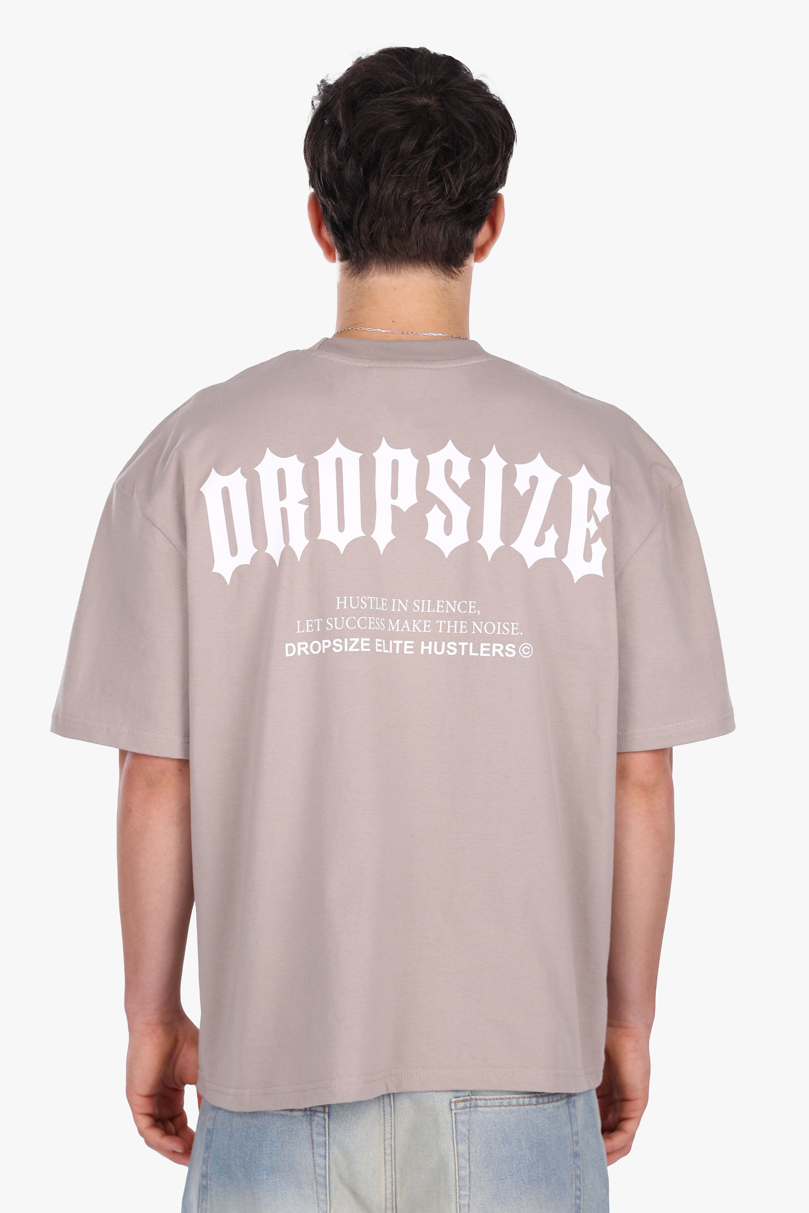 HEAVY OVERSIZE BIG PRINT T-SHIRT SIMPLY TAUPE