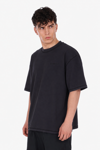 HEAVY OVERSIZE REVERSE SEAM T-SHIRT ACID WASHED BLACK