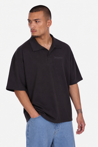 BASIC POLO SHIRT WASHED BLACK