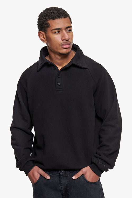 RAGLAN SWEAT POLO BLACK