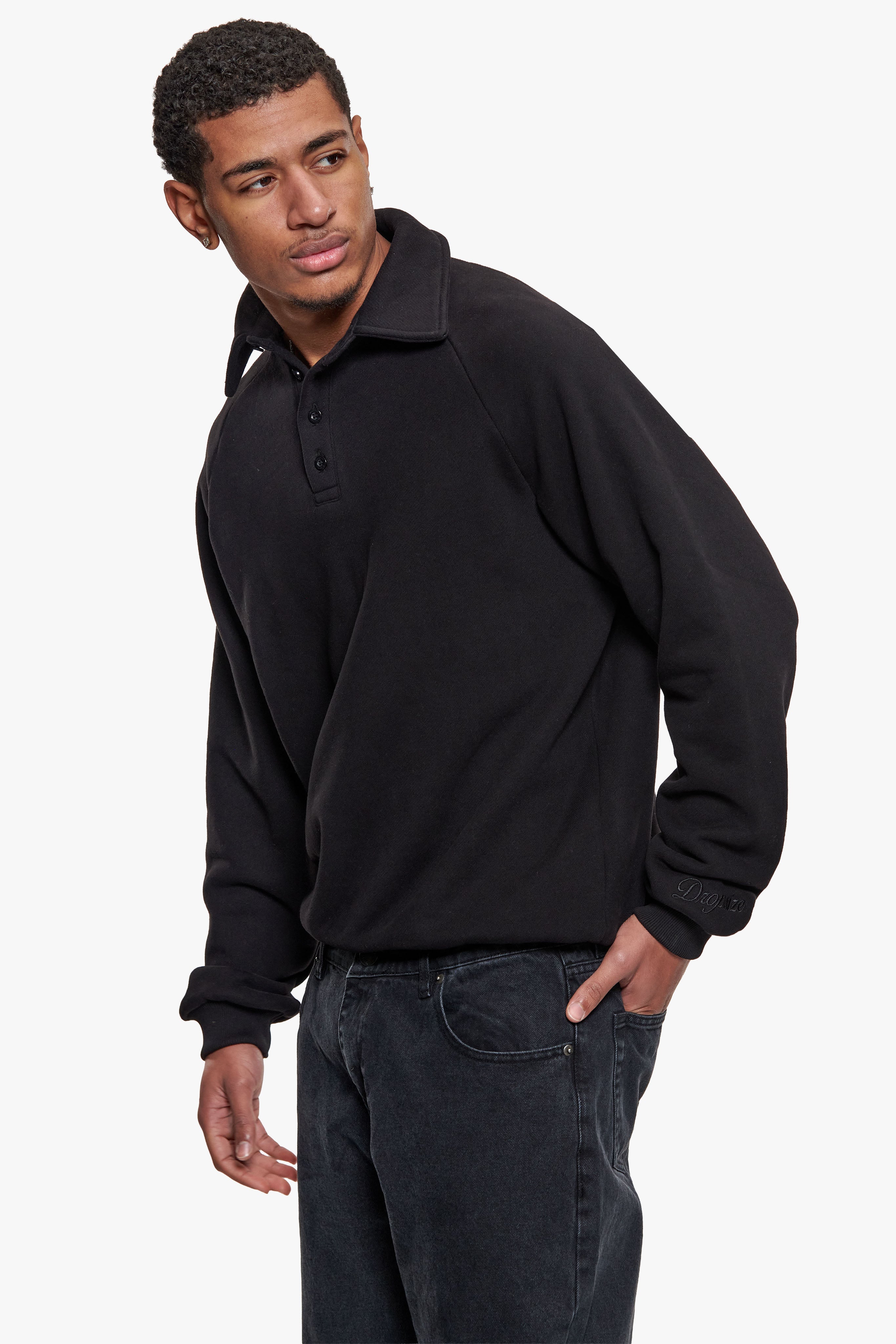RAGLAN SWEAT POLO BLACK