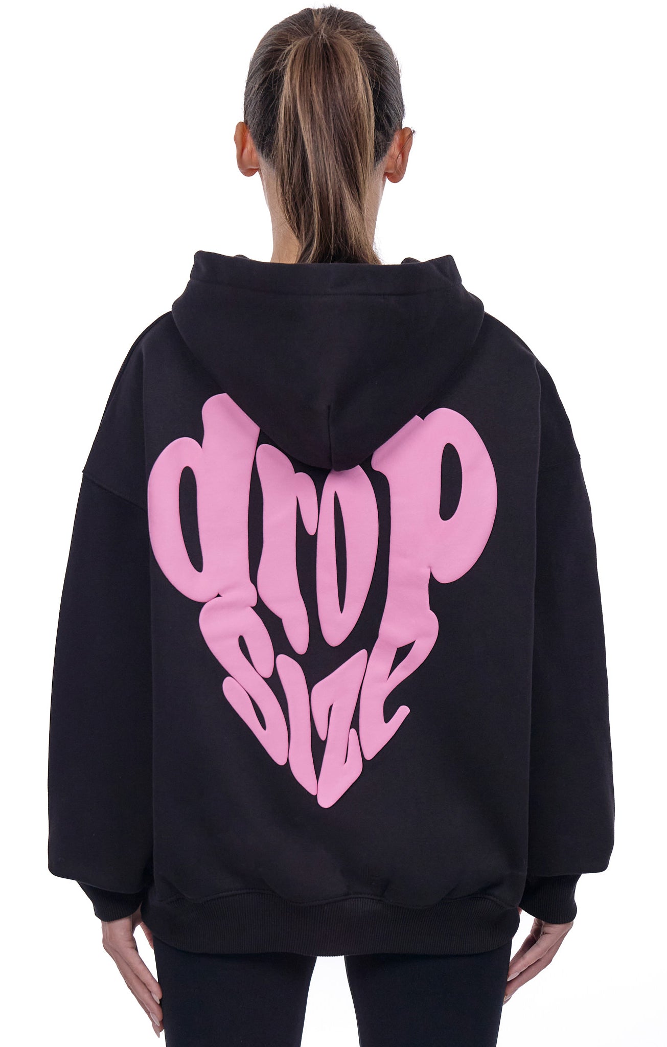 WOMENS HEART LOGO HOODIE BLACK PINK