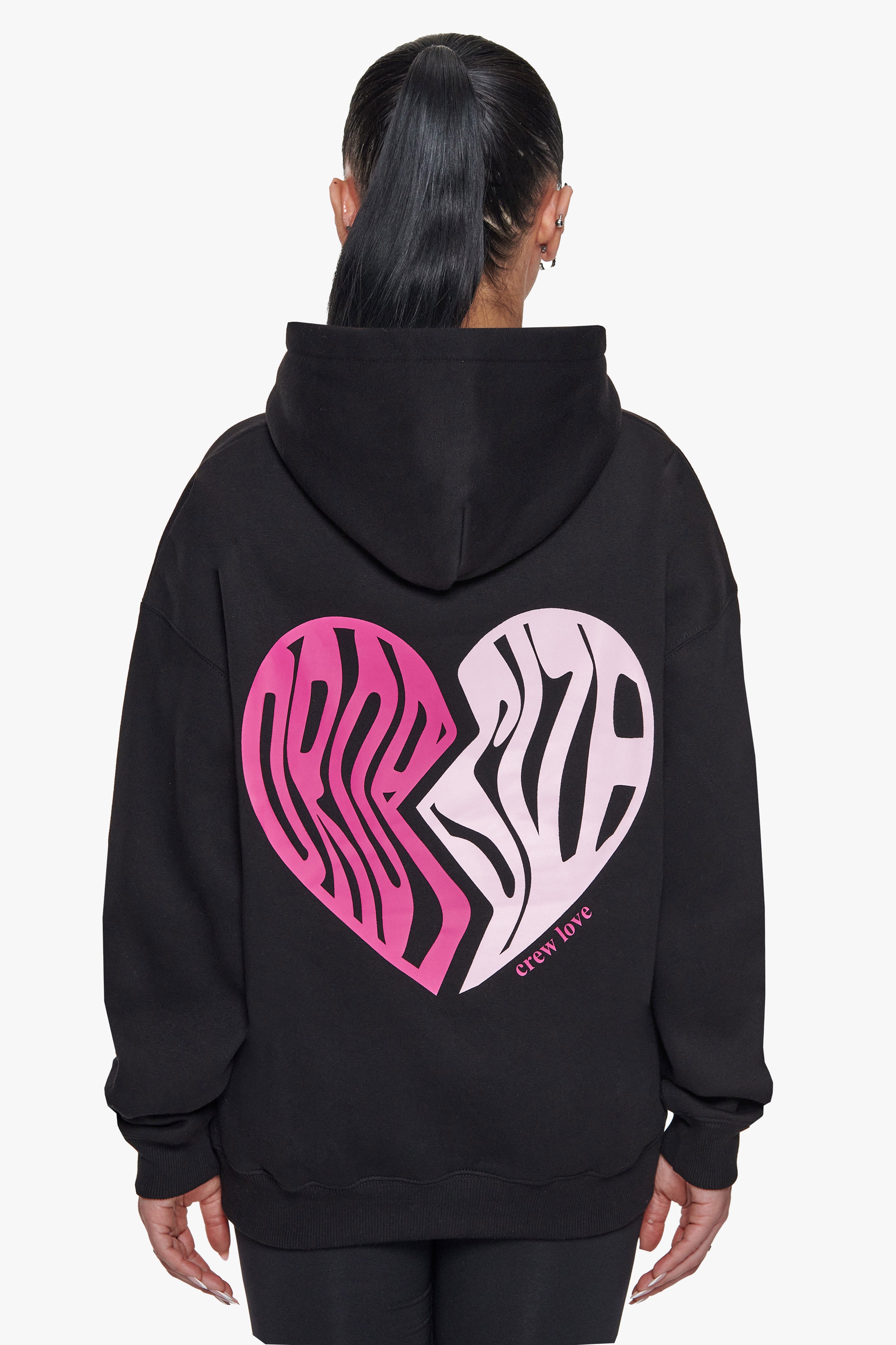 HEAVY OVERSIZE BROKEN HEART HOODIE BLACK