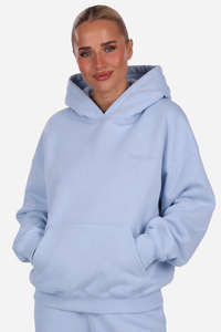 WOMEN BASIC COZY HOODIE BABY BLUE
