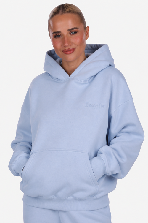 WOMEN BASIC COZY HOODIE BABY BLUE