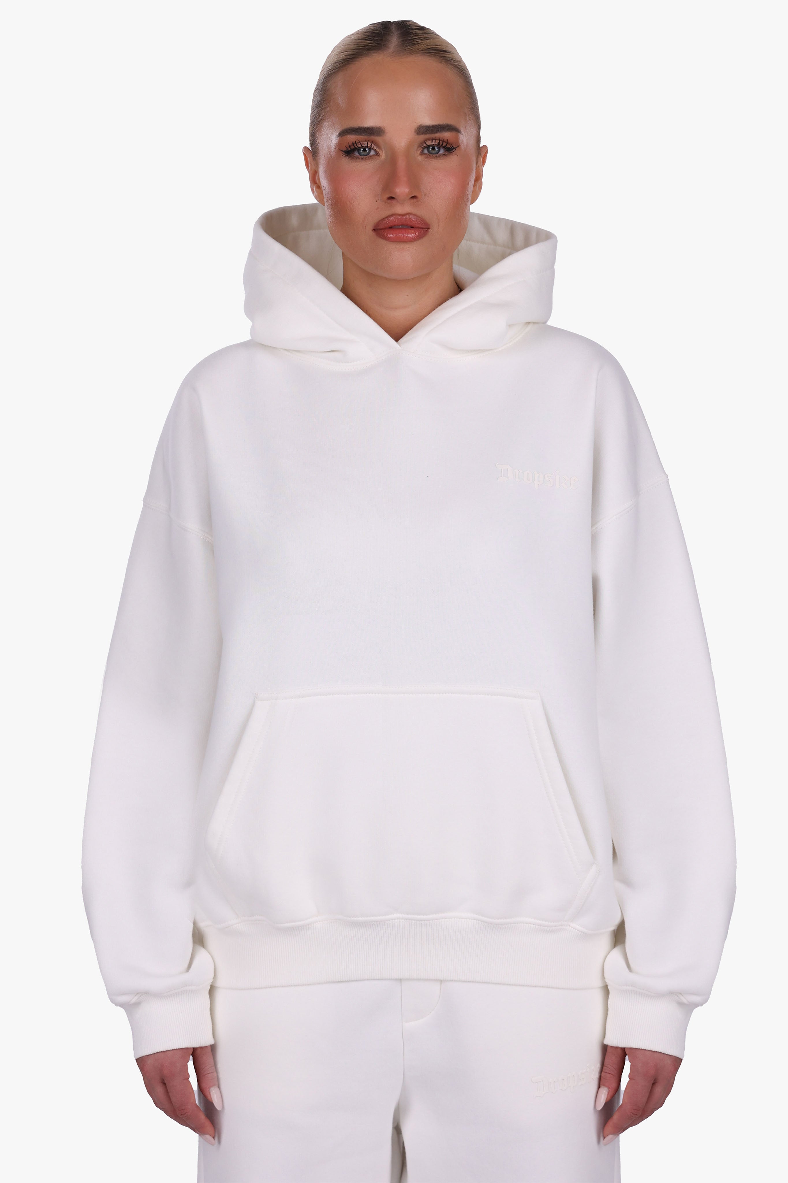 WOMEN BASIC COZY HOODIE CREAM WHITE