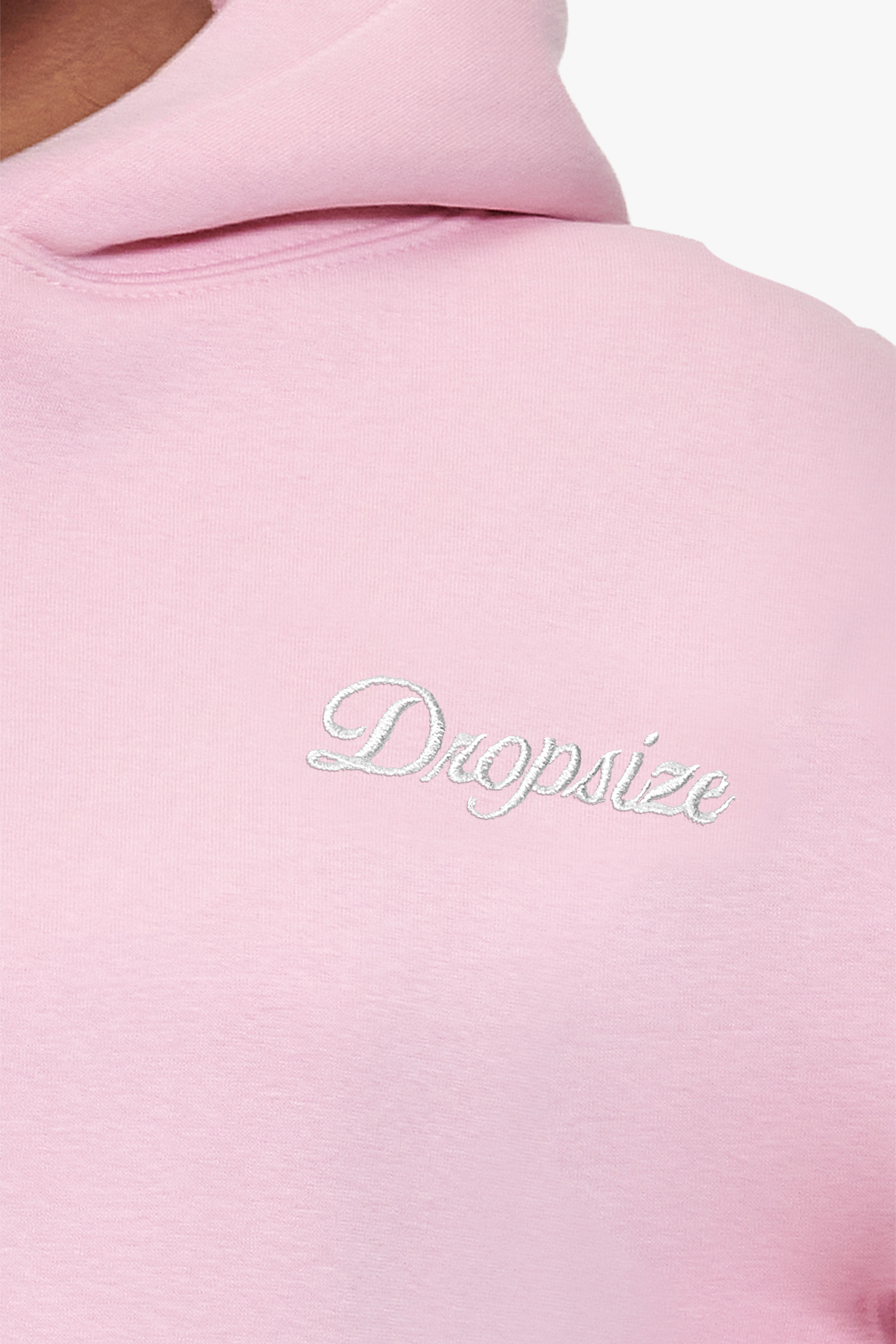 WOMEN CONTRAST EMBO HOODIE LIGHT PINK