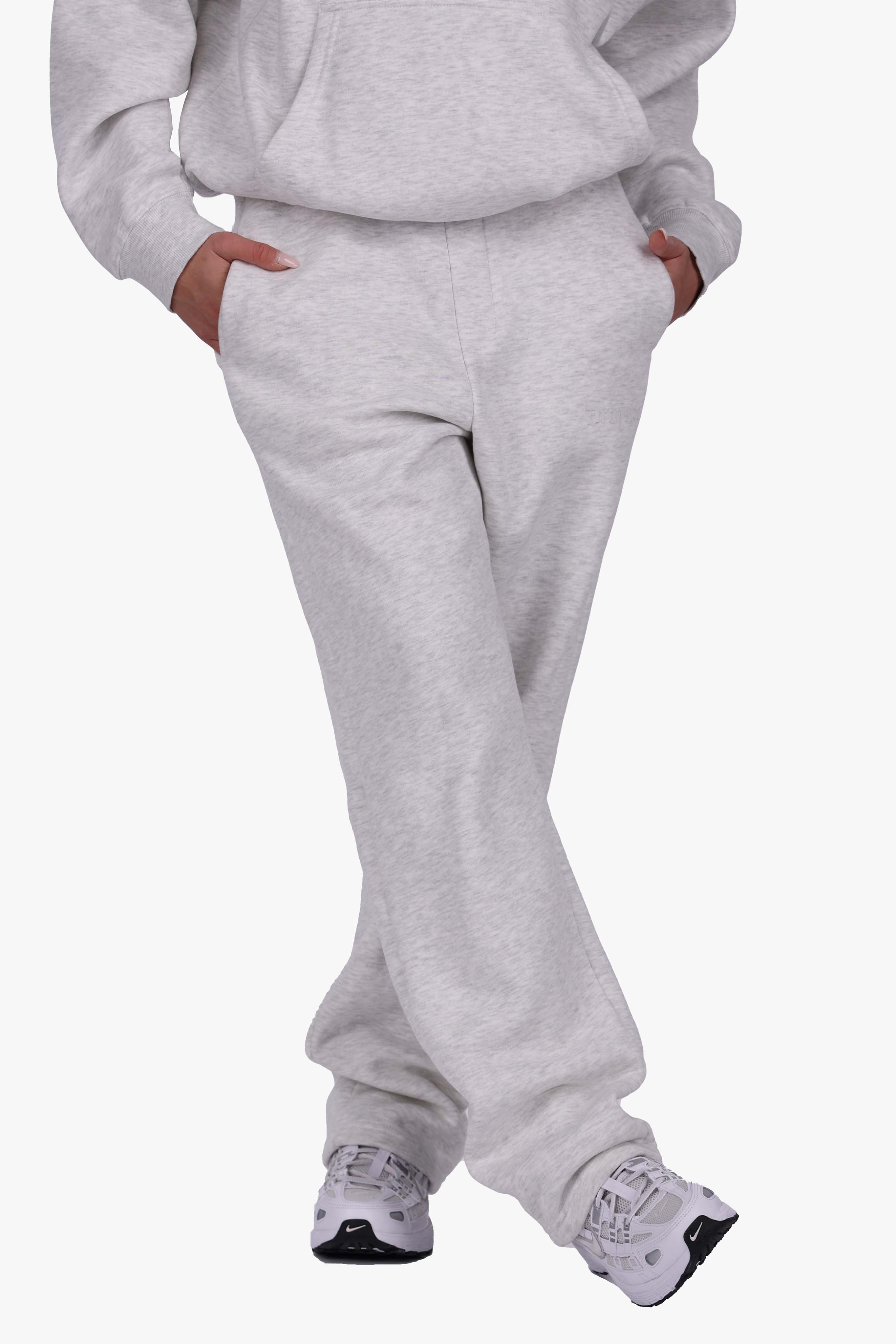 WOMEN BASIC COZY OPEN LEG JOGGER GREY MELANGE