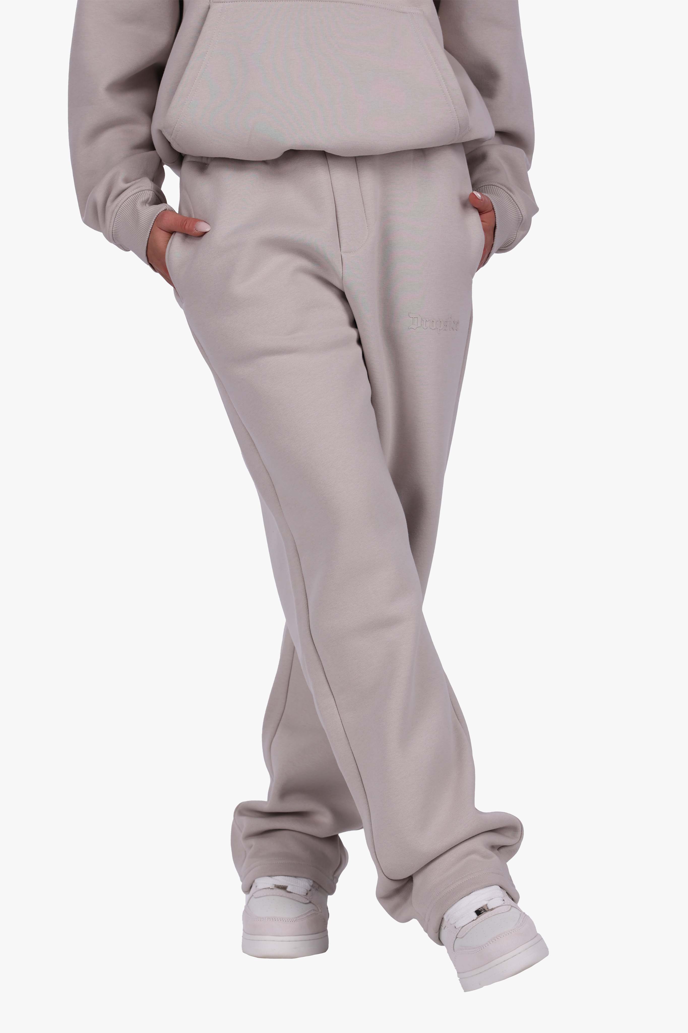 WOMEN BASIC COZY OPEN LEG JOGGER MOON BEAM