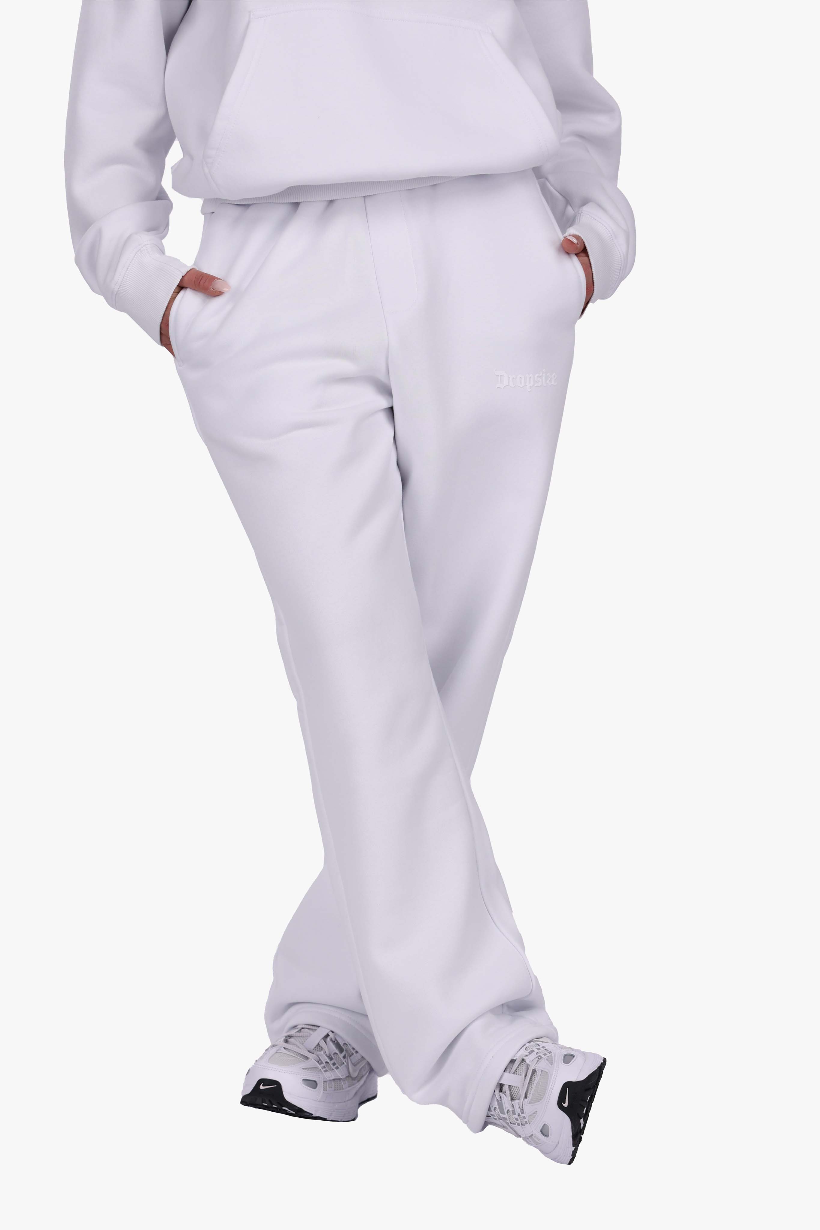 WOMEN BASIC COZY OPEN LEG JOGGER WHITE
