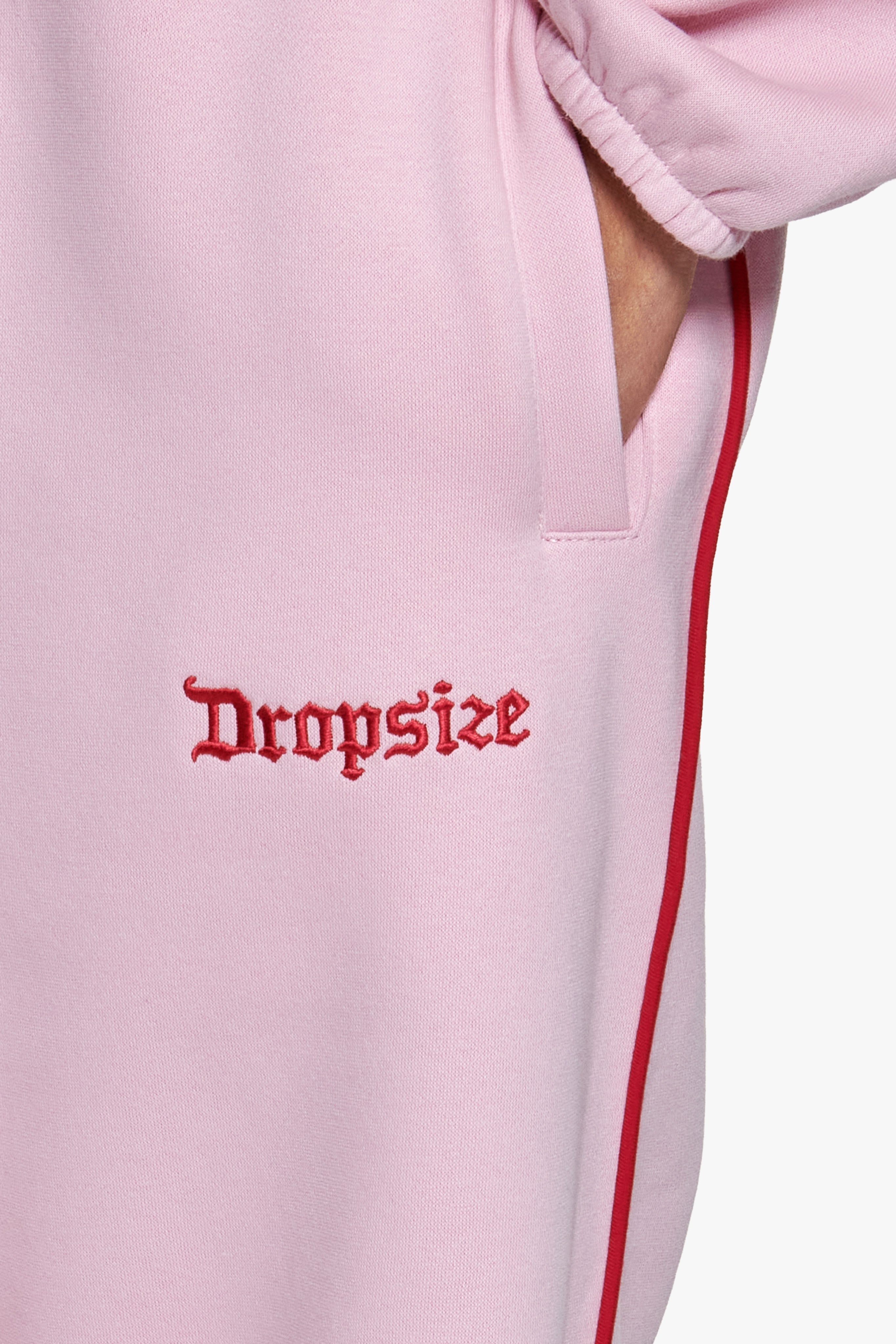 CONTRAST EMBROIDERY WOMEN OPEN LEG JOGGER PINK