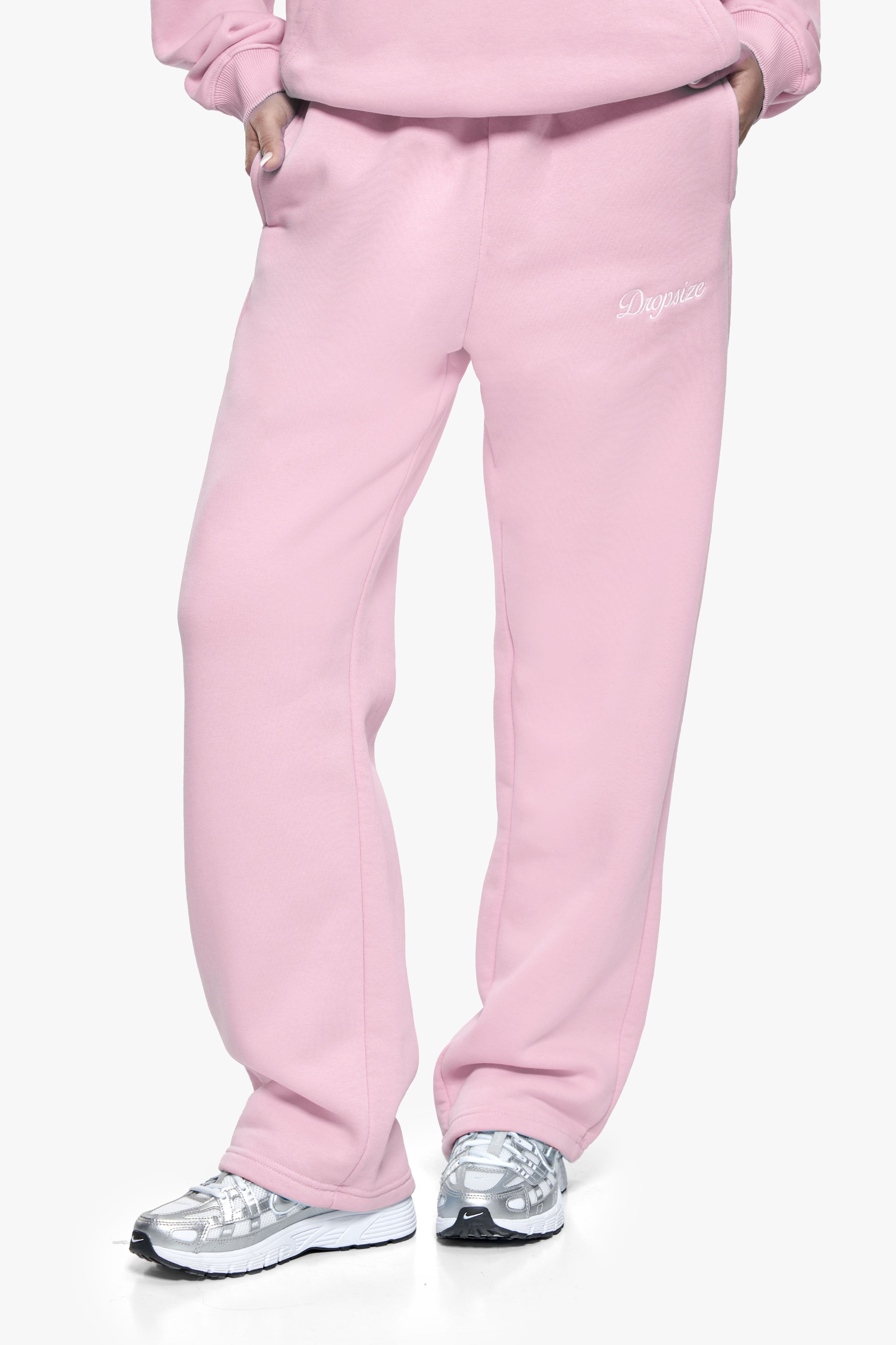 WOMEN CONTRAST OPEN LEG JOGGER LIGHT PINK