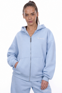 WOMENS BASIC ZIP HOODIE BABY BLUE