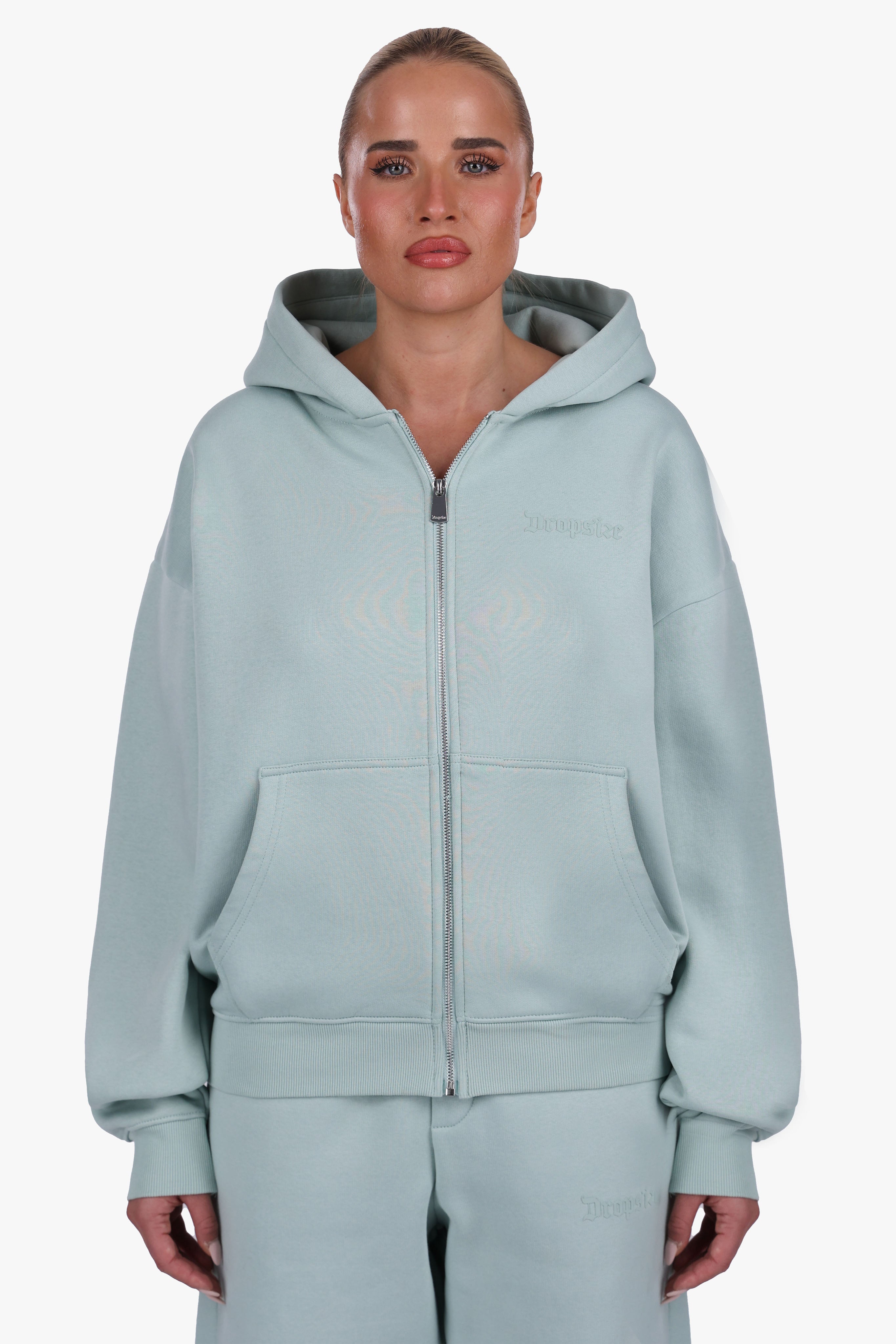 WOMEN BASIC COZY ZIP-HOODIE MINT