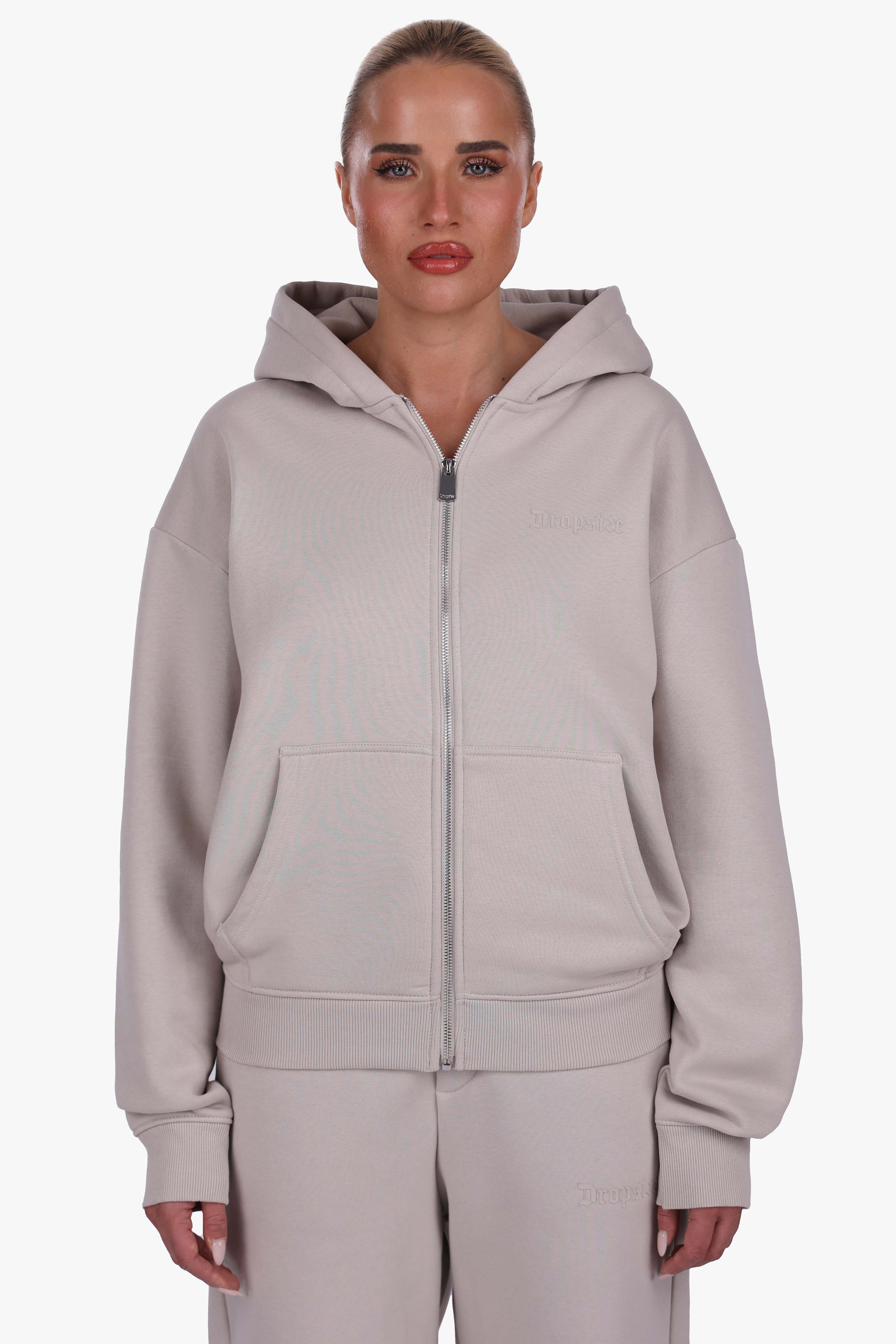 WOMEN BASIC COZY ZIP-HOODIE MOON BEAN
