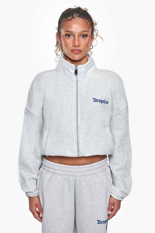 CONTRAST EMBROIDERY WOMEN ZIPPER GREY MELANGE