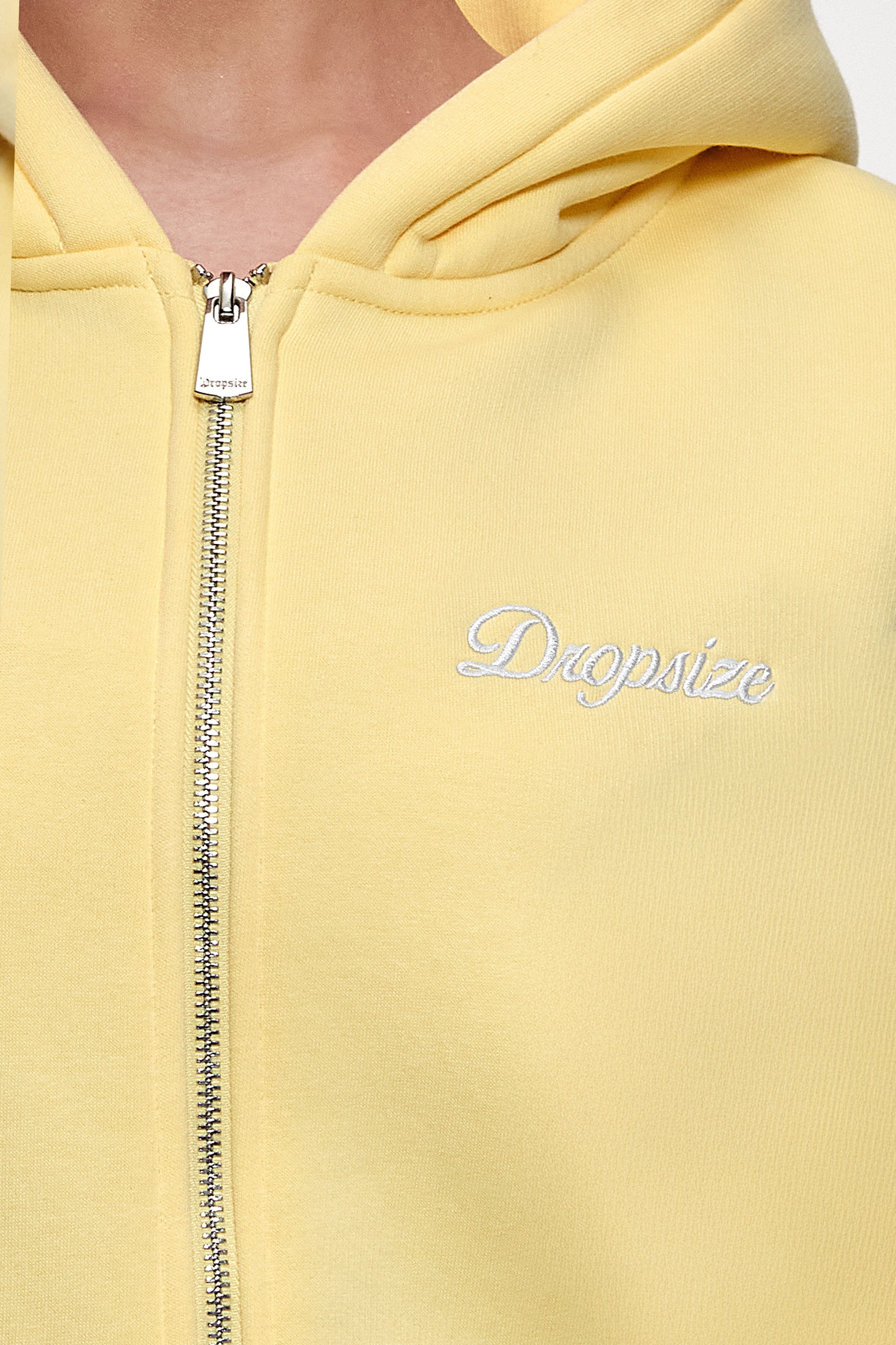 WOMEN CONTRAST EMBO ZIP HOODIE WASHED YELLOW