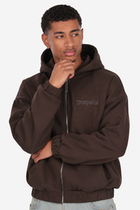 SUPER HEAVY OVERSIZED ZIP-HOODIE CHOCOLATE BROWN