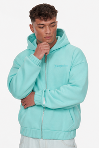 SUPER HEAVY OVERISZE BLANK ZIP HOODIE TURQUOISE