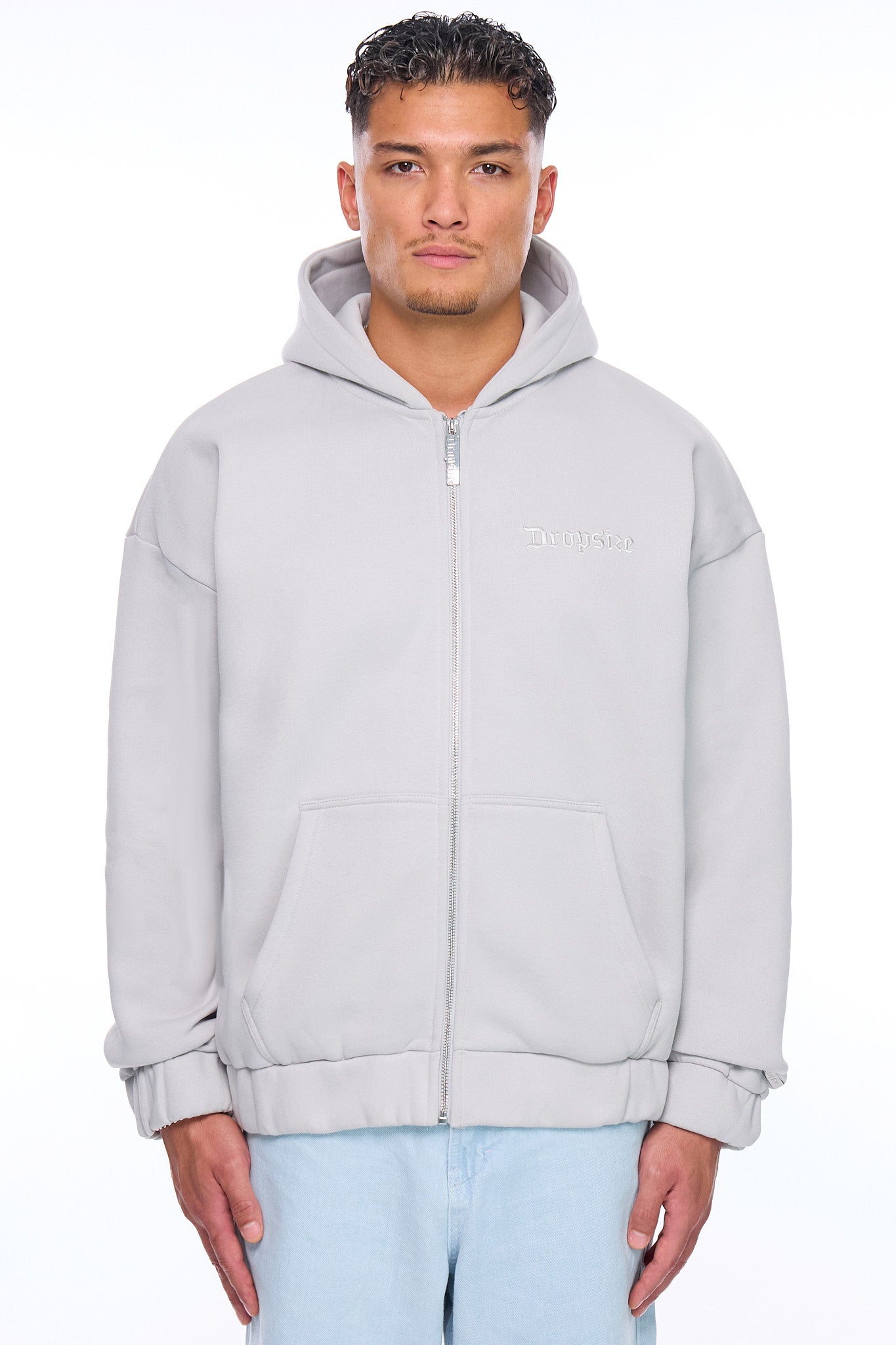 SUPER HEAVY OVERSIZE BLANK ZIP HOODIE BABY BLUE Dropsize
