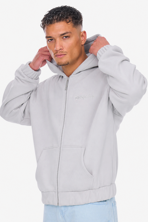 HEAVY OVERSIZE EMBO ZIP HOODIE VAPOR BLUE
