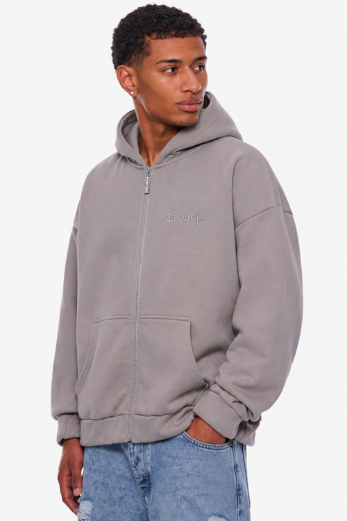 HEAVY OVERSIZE EMBO ZIP HOODIE WET WEATHER