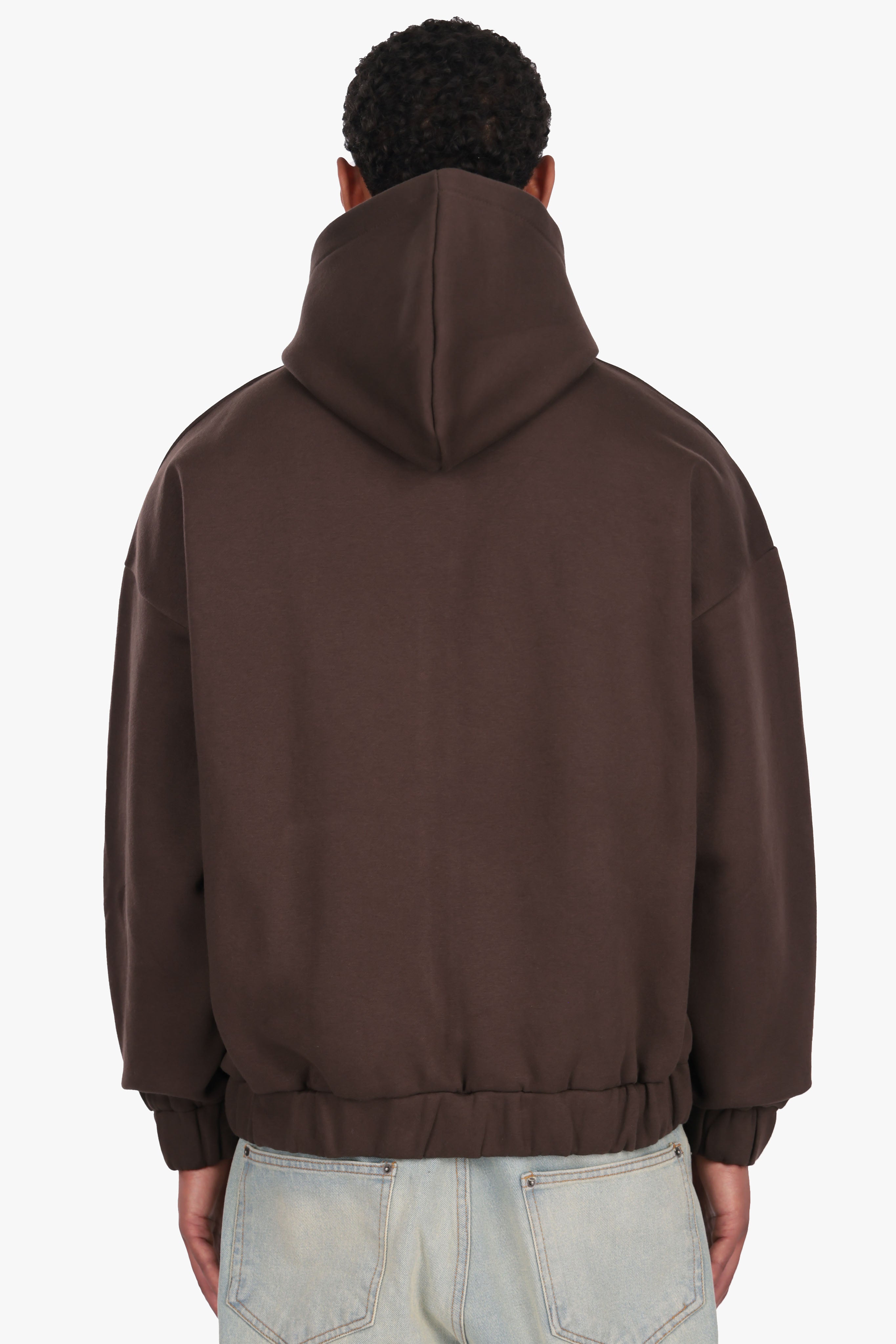 SUPER HEAVY OVERSIZED ZIP-HOODIE CHOCOLATE BROWN