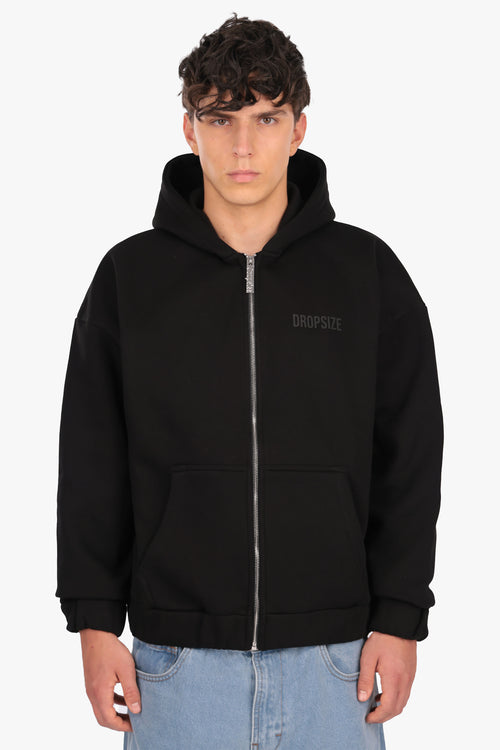 SUPER HEAVY OVERSIZE HD PRINT ZIP HOODIE BLACK
