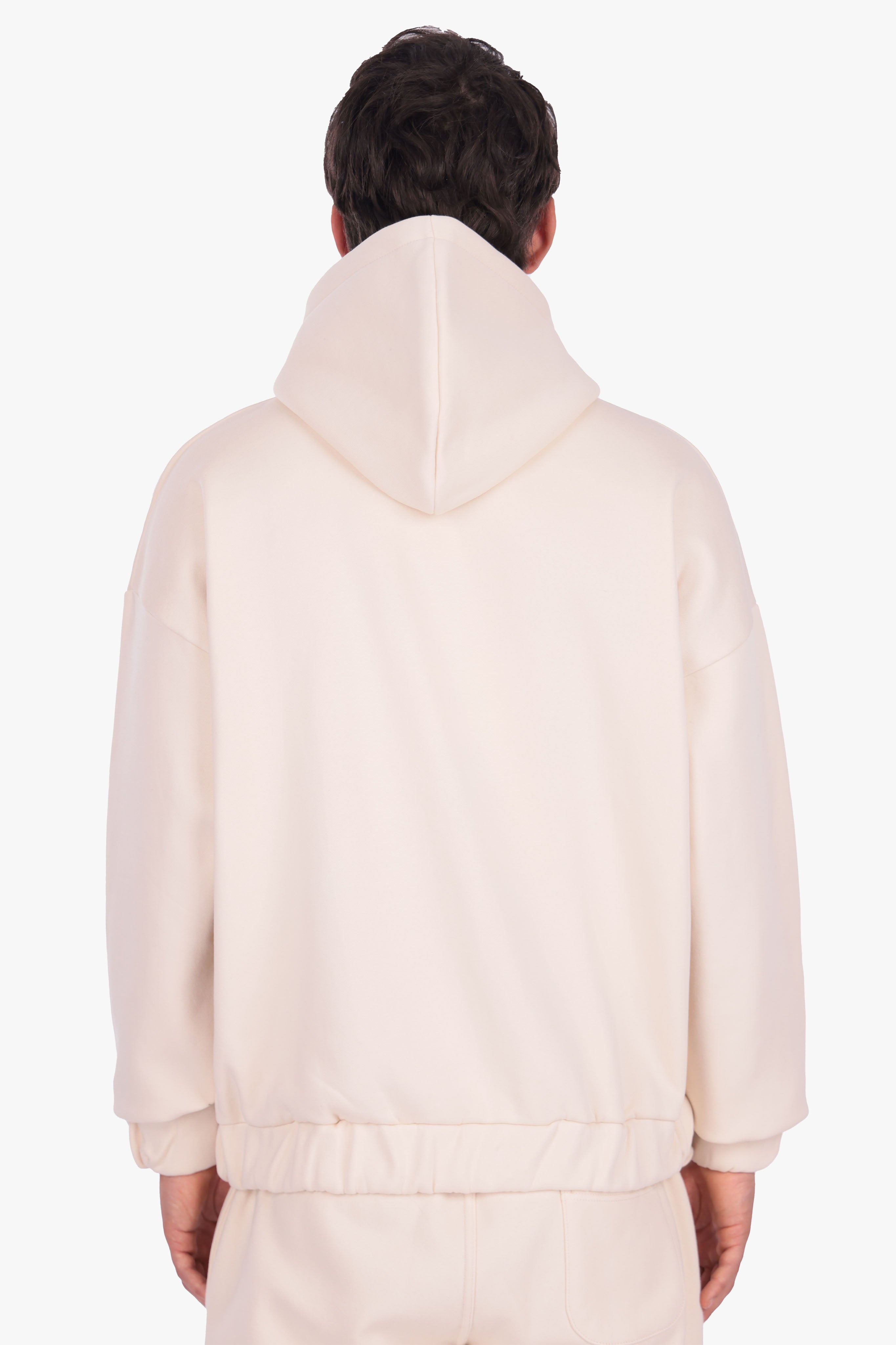 OVERSIZE METAL PATCH ZIP HOODIE COCONUT MILK