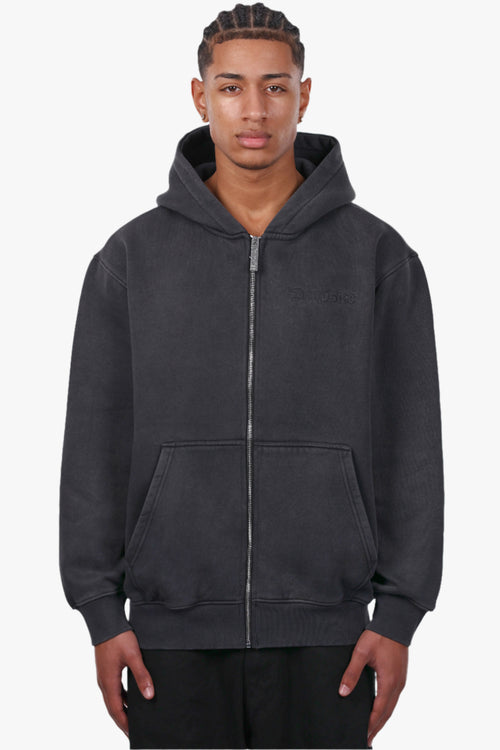 REGULAR FIT ZIP-HOODIE ACID BLACK