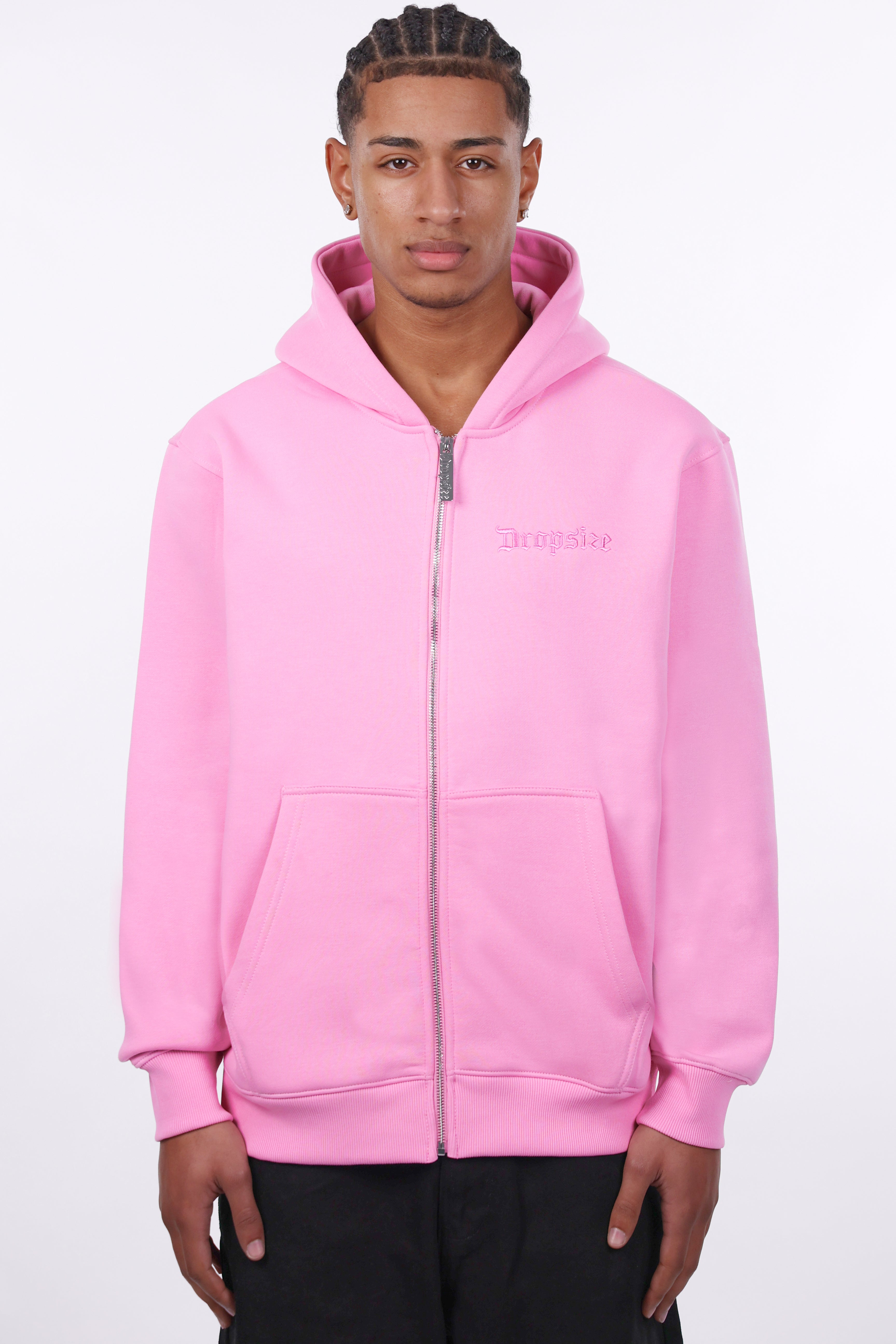 Knit Zip Hoodie Pink