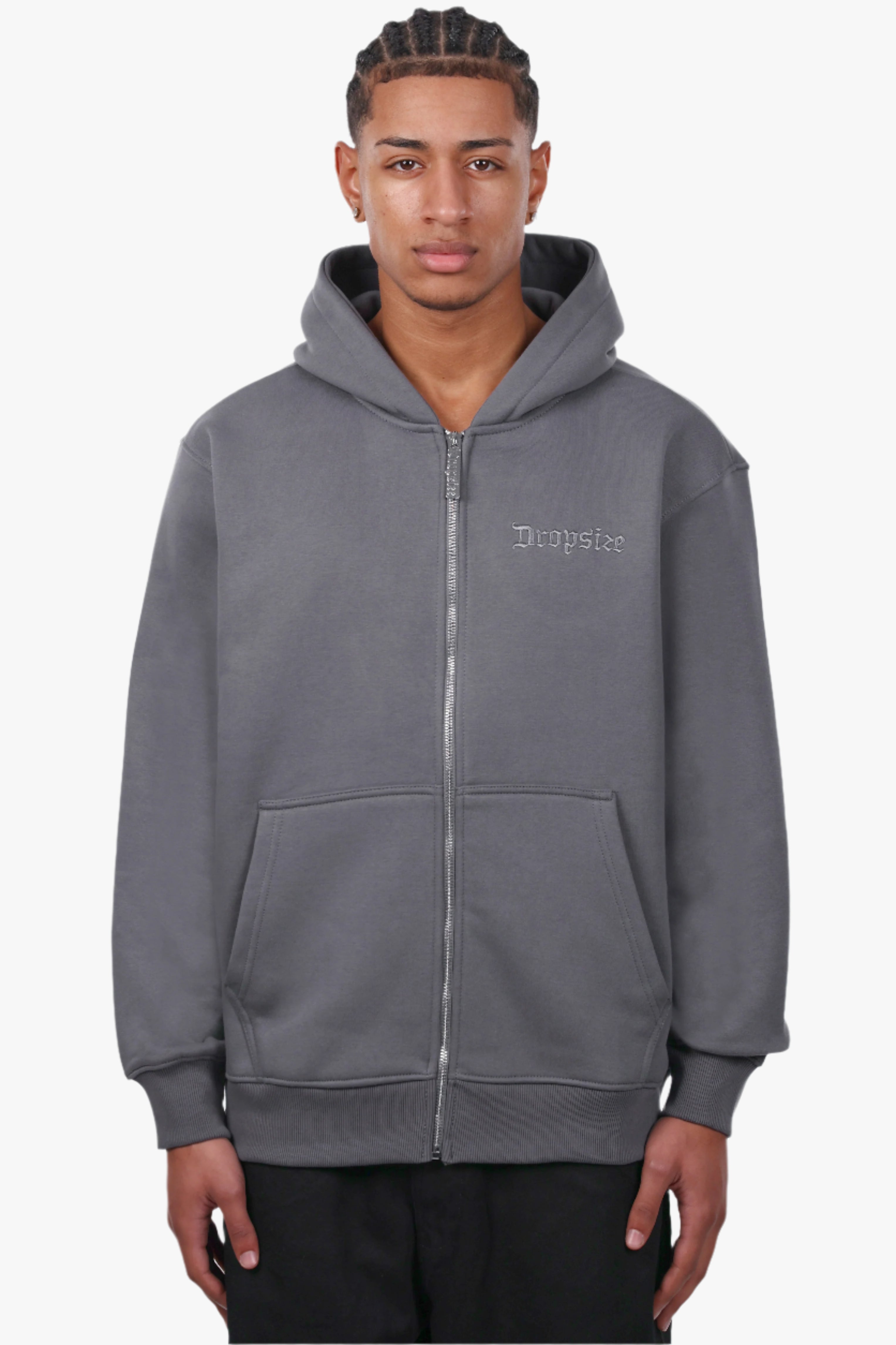 REGULAR FIT ZIP-HOODIE STEEL GREY