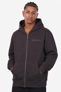 REGULAR FIT ZIP-HOODIE WASHED BLACK