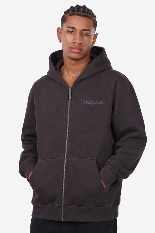 REGULAR FIT ZIP-HOODIE WASHED BLACK