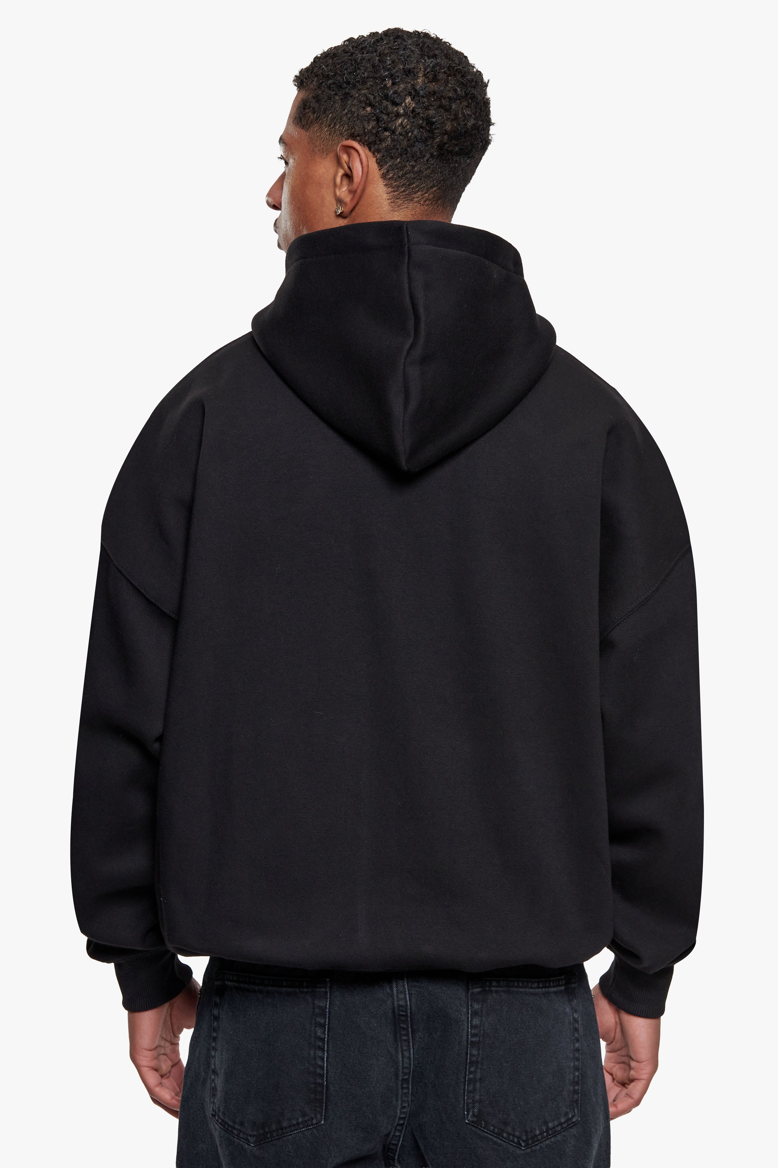 SUPER HEAVY OVERSIZE LOGO ZIP HOODIE BLACK