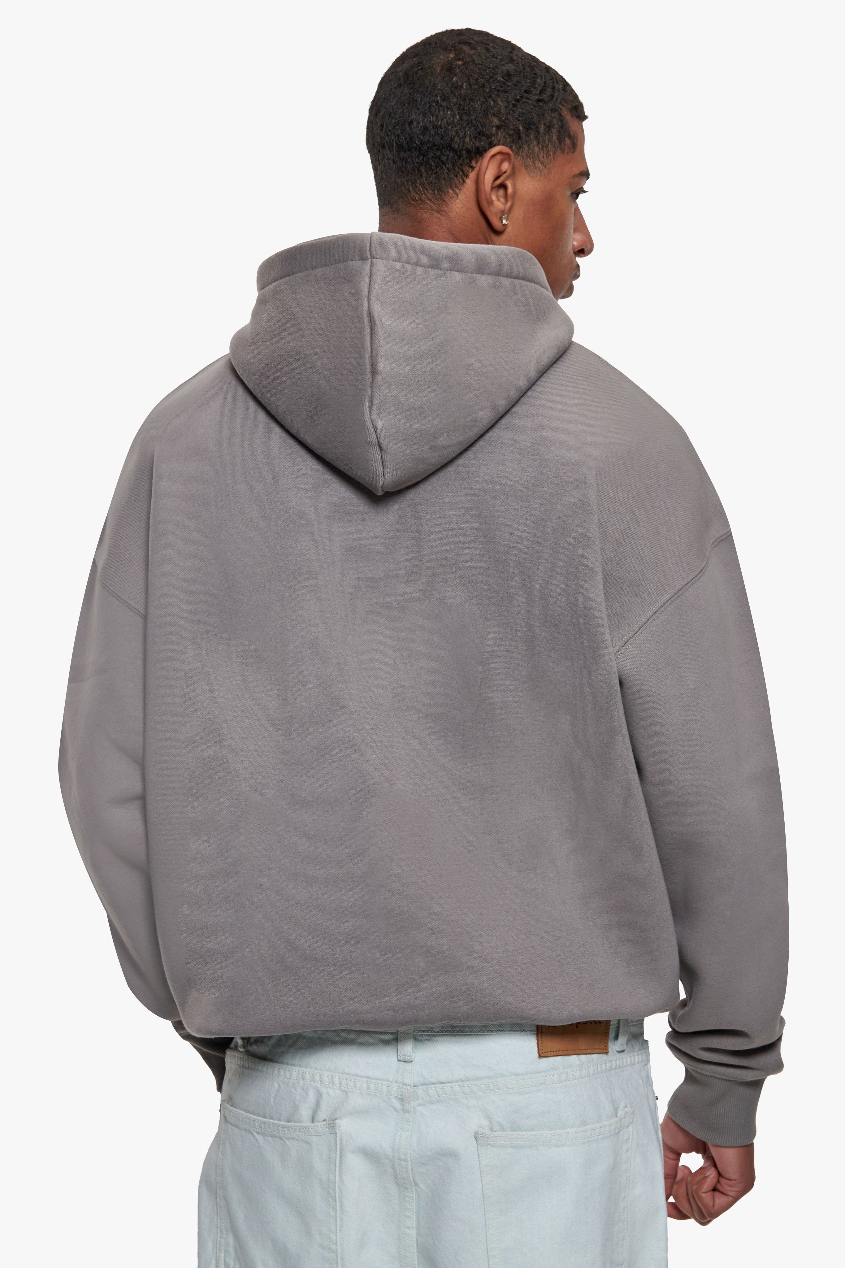 HEAVY OVERSIZE LOGO ZIP HOODIE DARK GREY