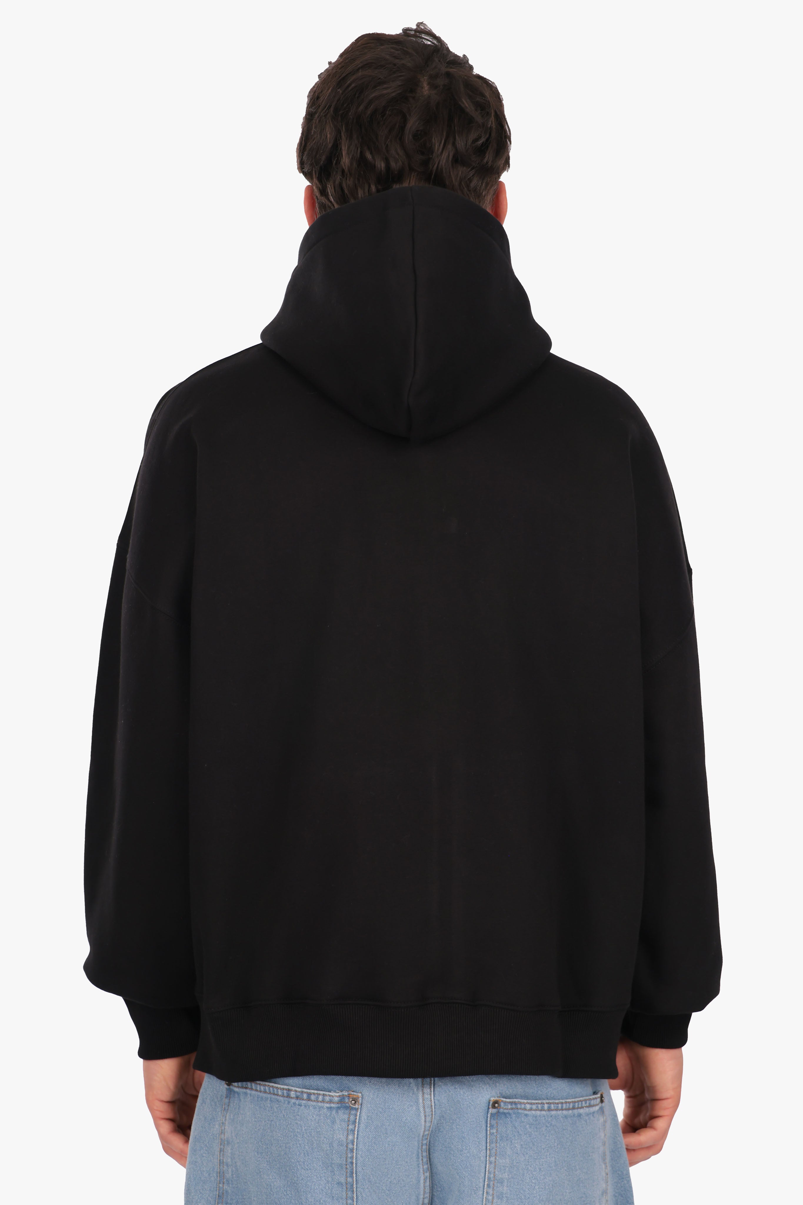 SUPER HEAVY OVERSIZE LOGO ZIP HOODIE BLACK