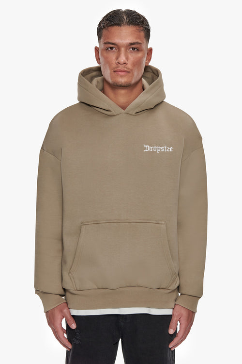HEAVY OVERSIZE EMBO HOODIE WEATHERED TEAK