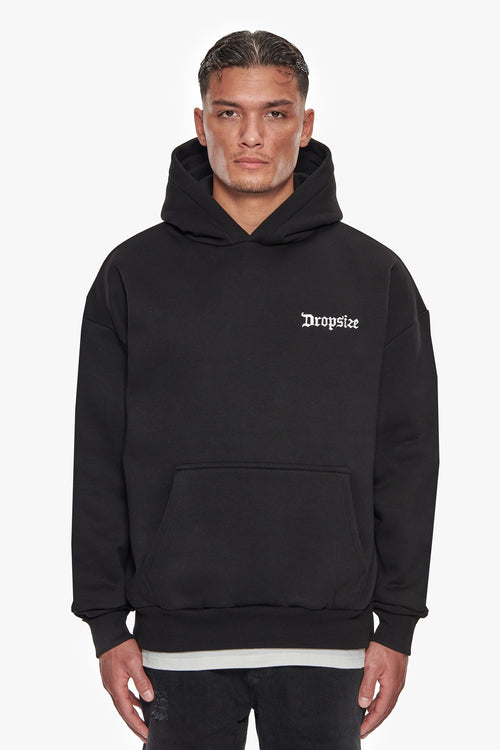 HEAVY OVERSIZE EMBO HOODIE BLACK