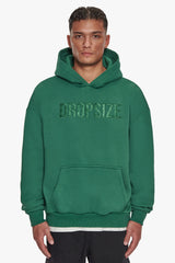 HEAVY OVERSIZE FLAT FRONT EMBO HOODIE WASHED GREEN