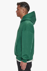 HEAVY OVERSIZE FLAT FRONT EMBO HOODIE WASHED GREEN