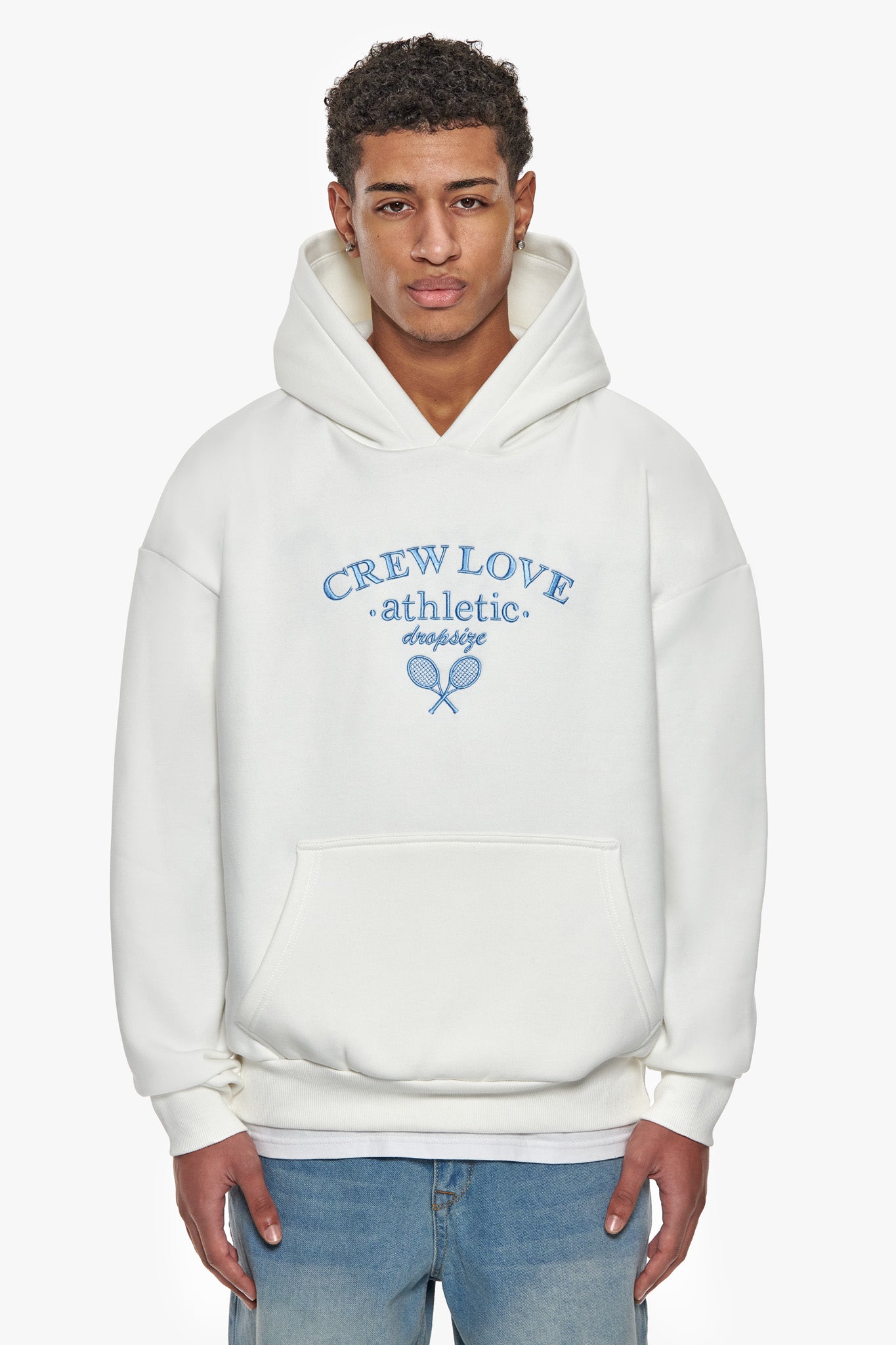 HEAVY OVERSIZE CREW ATHLETIC HOODIE CREAM