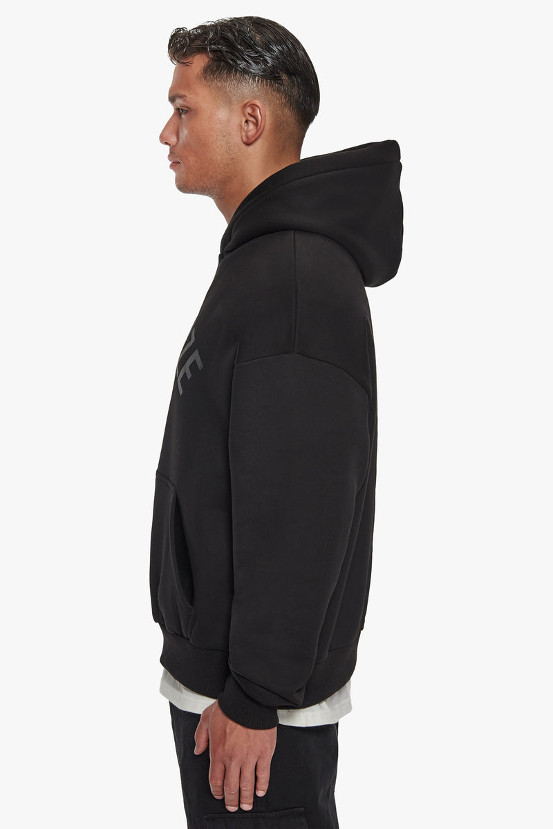 HEAVY OVERSIZE CURVED HOODIE BLACK