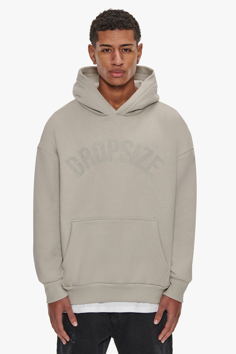 HEAVY OVERSIZE CURVED HOODIE STONE