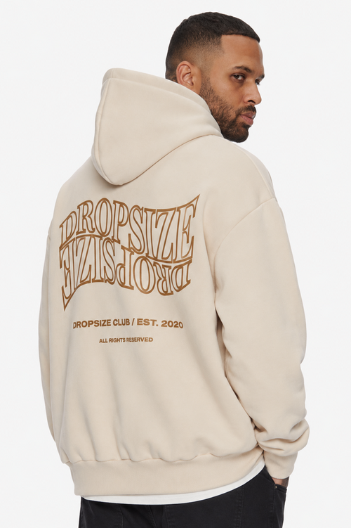 HEAVY OVERSIZE MIRRORED LOGO HOODIE COCONUT MILK