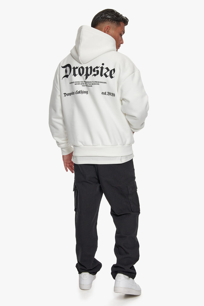 HEAVY OVERSIZE PATIENCE HOODIE WASHED WHITE