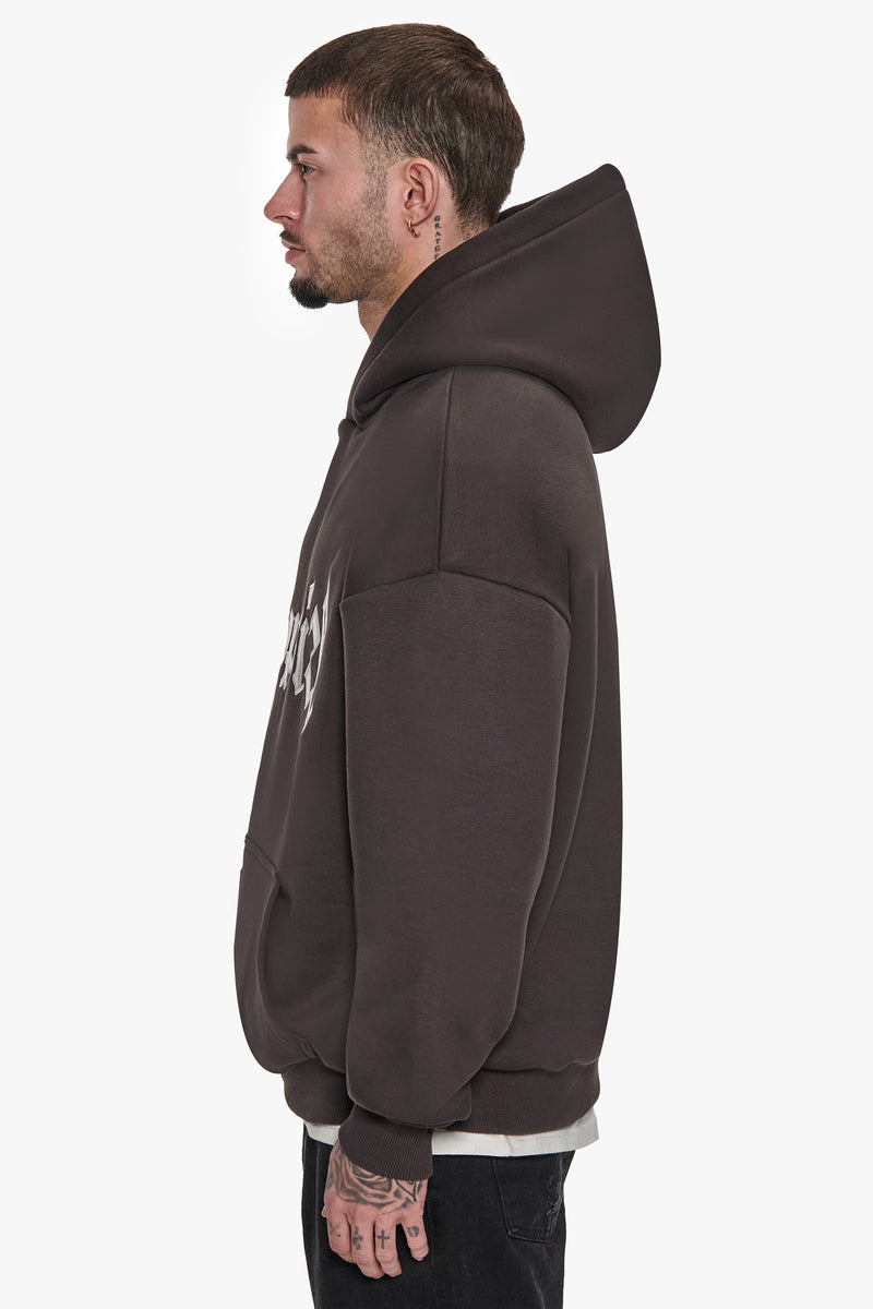 SUPER HEAVY OVERSIZE  V2 MIDDLE EMBO HOODIE WASHED BLACK / WHITE