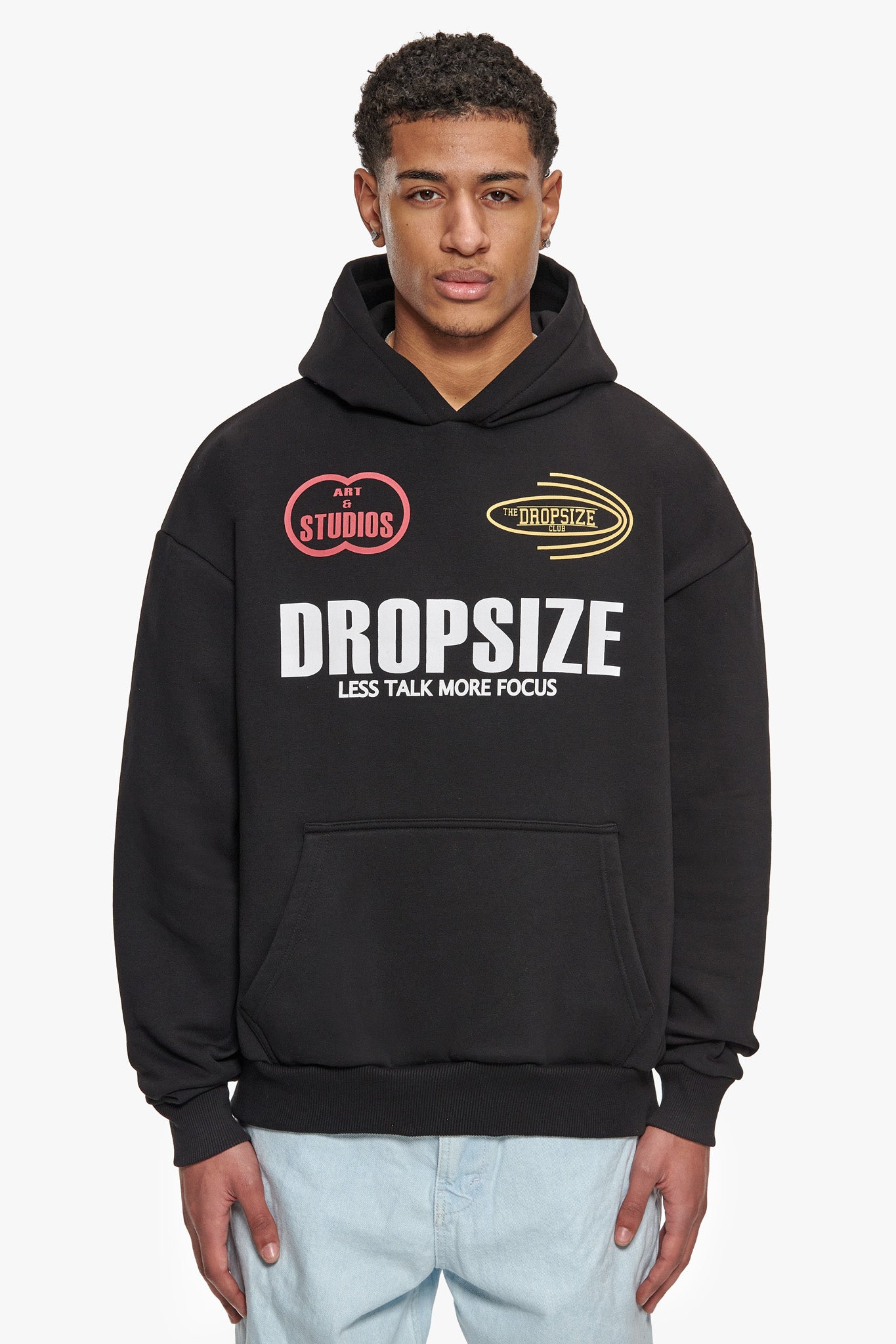 HEAVY OVERSIZE MORE FOCUS HOODIE WASHED BLACK